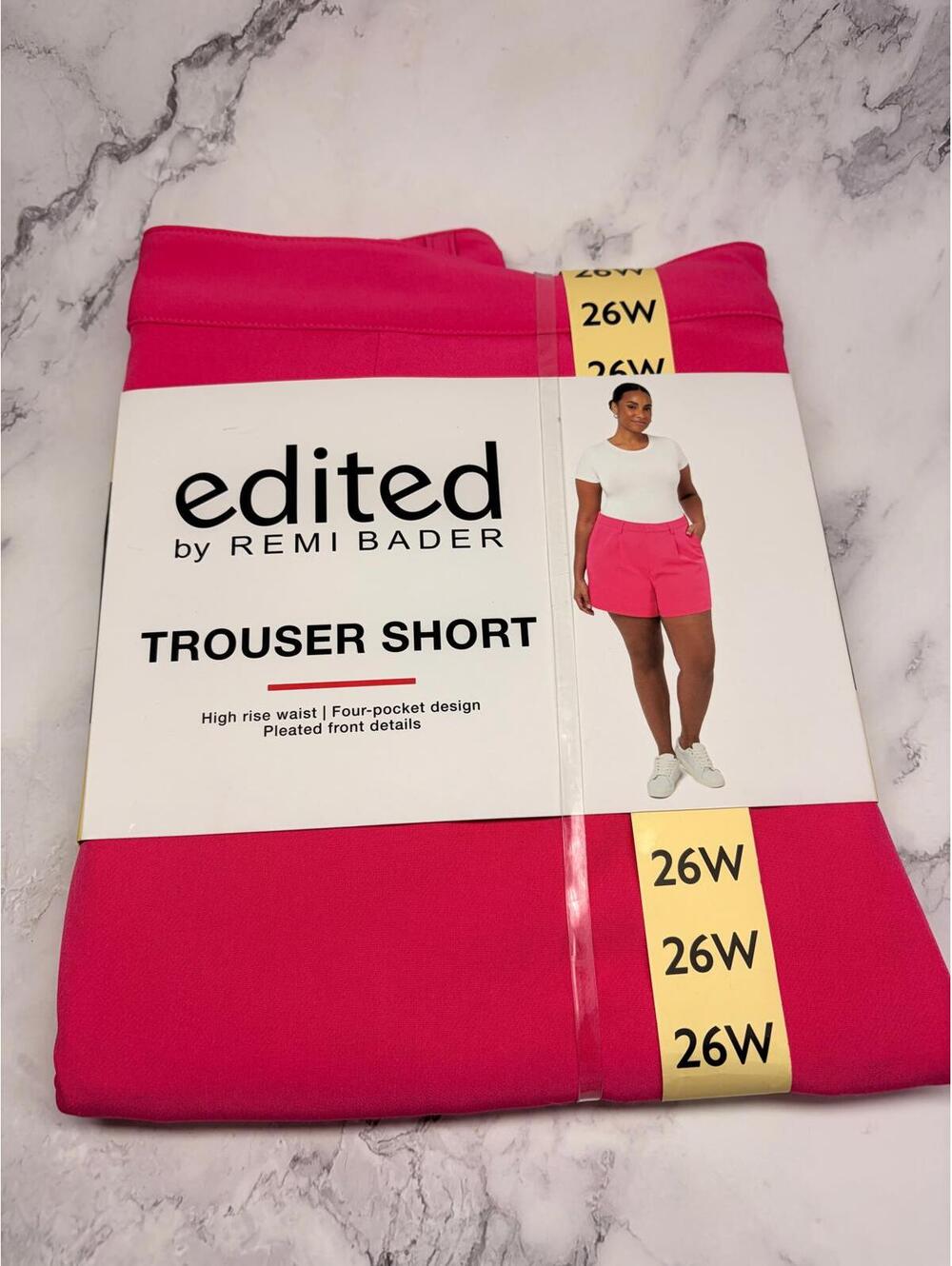 Edited by Remi‎ Bader Trouser Shorts 26W Pink High Rise Pleated NWT Plus Size